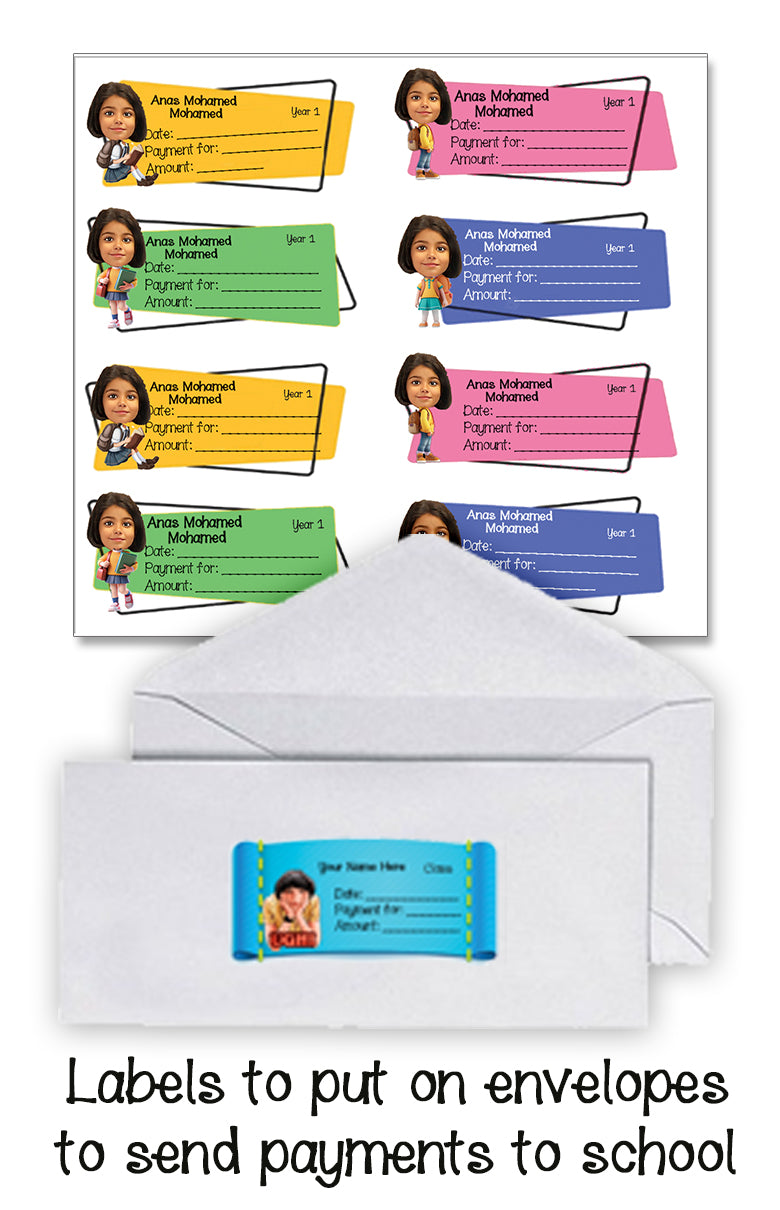 ""Caricature personalized (Girls) labels packs