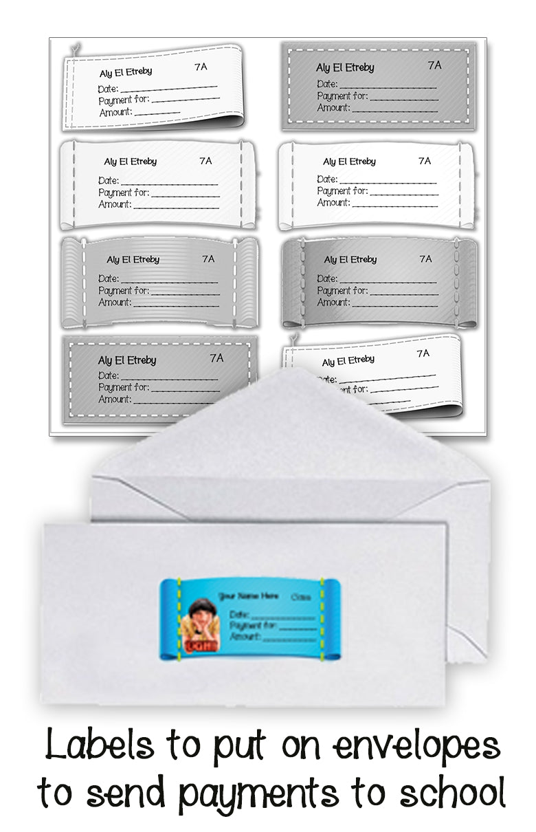 ""Plain labels B&W" School labels packs