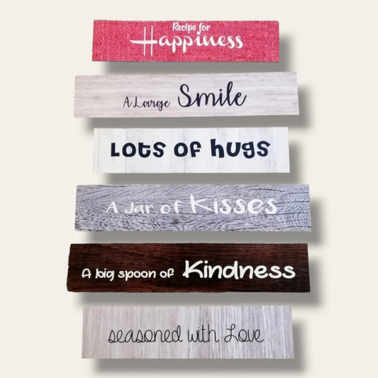 HAPPINESS Wooden strips wall art
