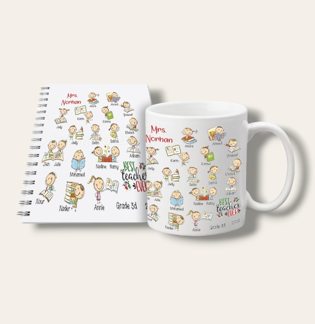 Teacher Mug & notebook set (Cartoon Class)