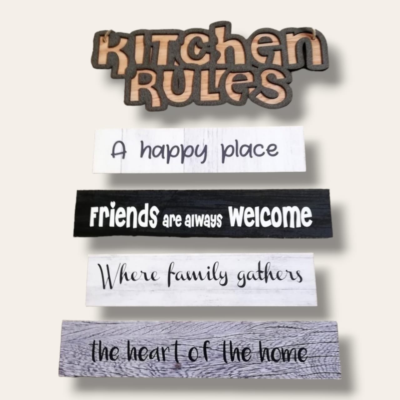 KITCHEN RULES Wooden strips wall art