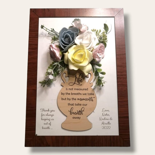 Grandma or mother 3d artifical flowers wall plaque