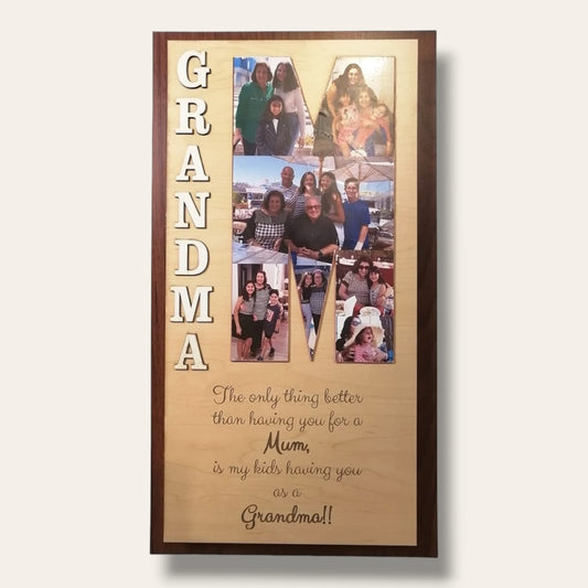 Grandma/grandpa or mother picture initial wall plaque