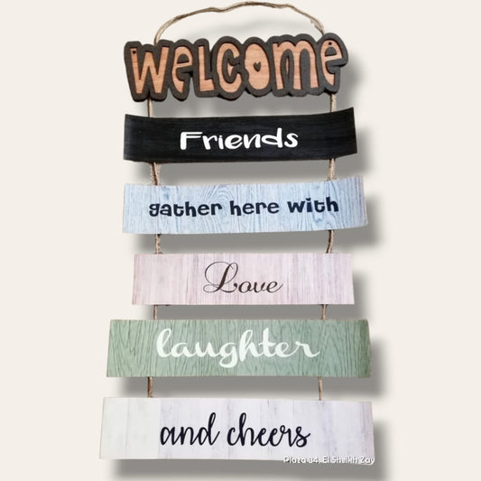 WELCOME Wooden strips wall art