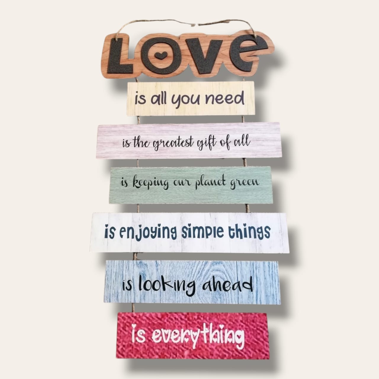 LOVE Wooden strips wall art