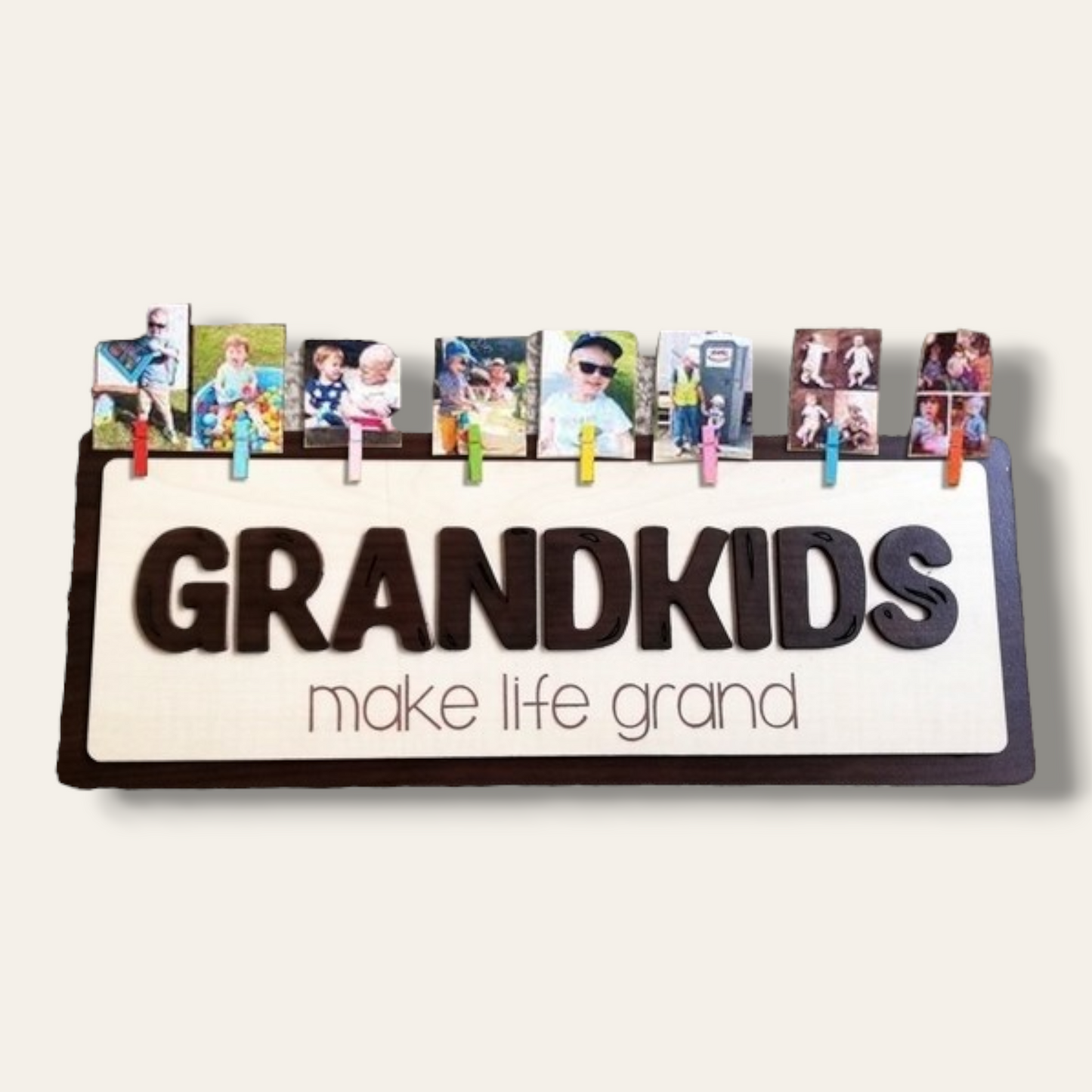 GRANDKIDS stand with personalized pictures