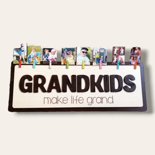GRANDKIDS stand with personalized pictures