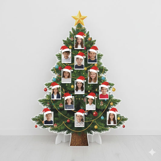 Wooden Printed Christmas tree class pictures stand