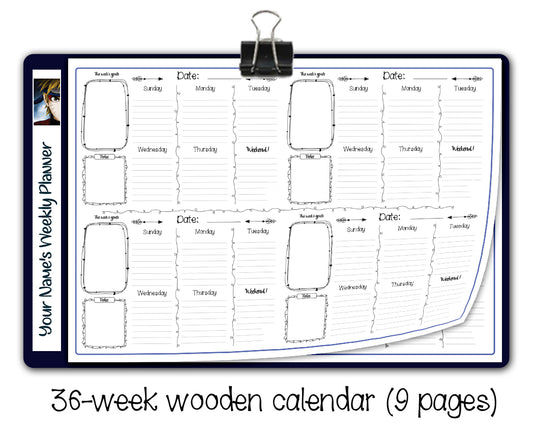 "Anime" weekly planner (wooden)