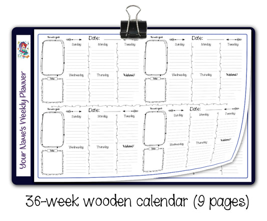 "Ariel (Little mermaid)" weekly planner (wooden)