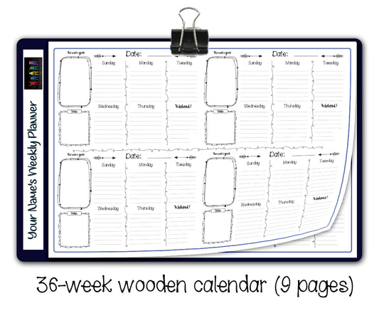 "Among us" weekly planner (wooden)