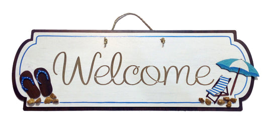 Welcome beach sign (white)