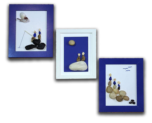 Beach stone art frames (set of 3)