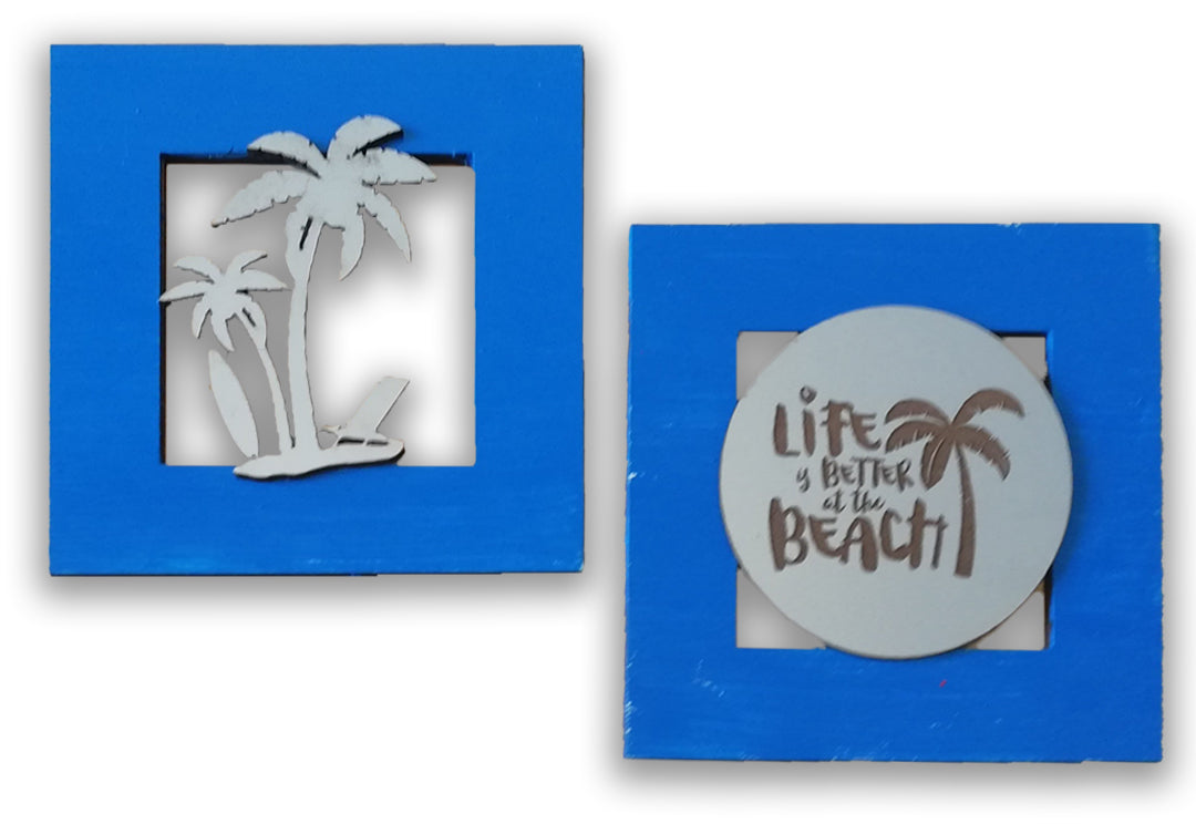 Beach wall art blue (set of 2 frames)