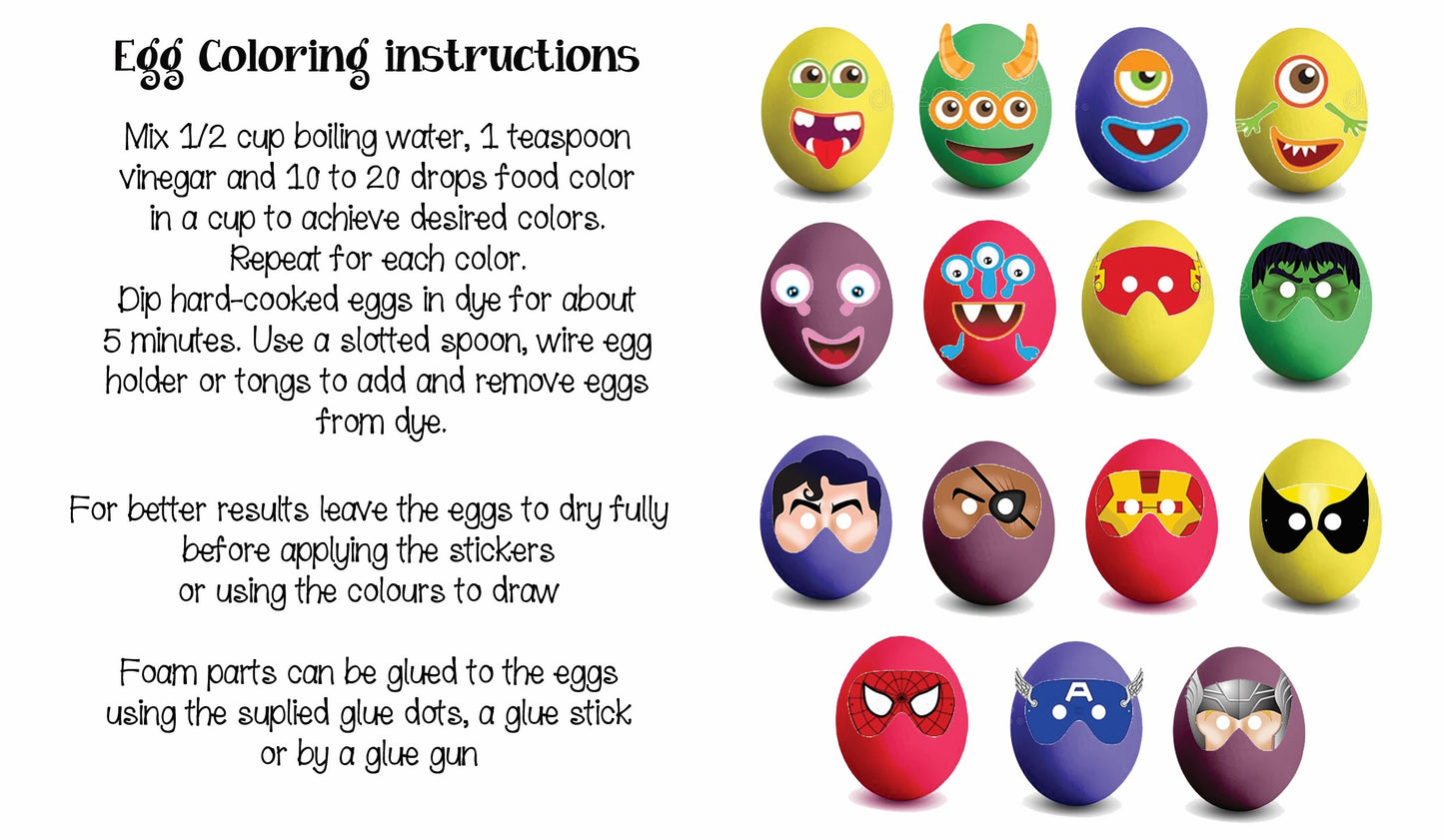 Egg colouring kit 1 (Monsters & avengers kit)