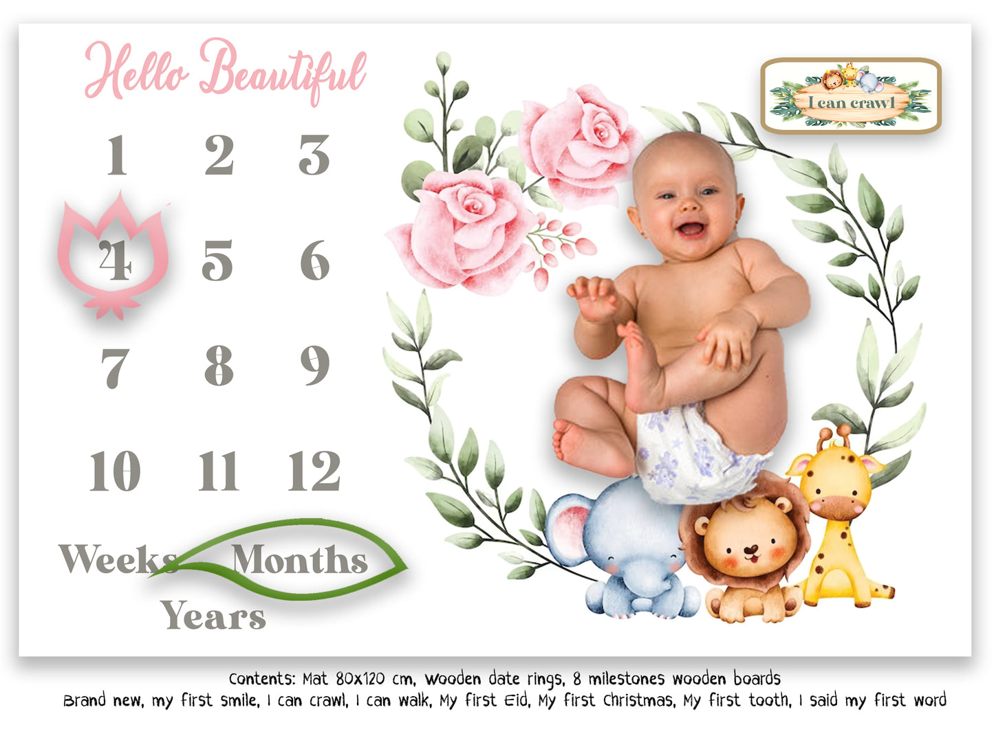 Baby milestone pictures mat set (Flowers)