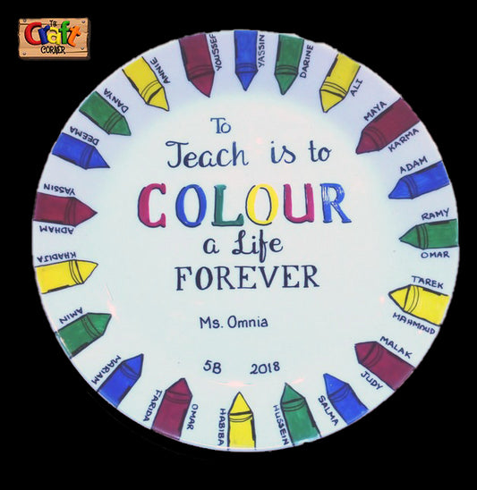 Hand painted Crayons plate for Teacher from Class