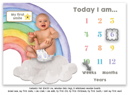 Baby milestone pictures mat set (Rainbow)