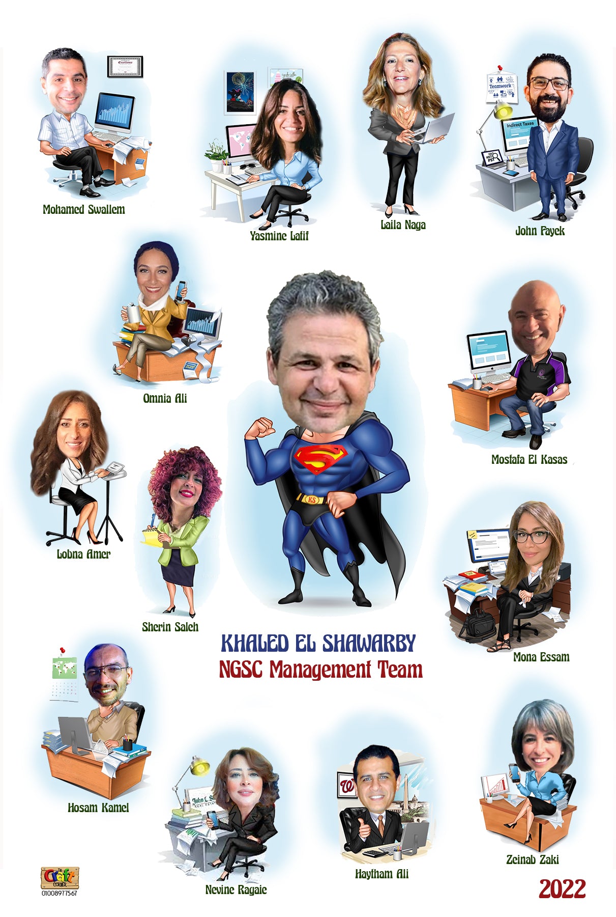 Team Job Plaque Caricature