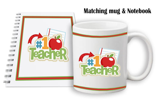 Teacher mug and notebook set (#1 teacher)