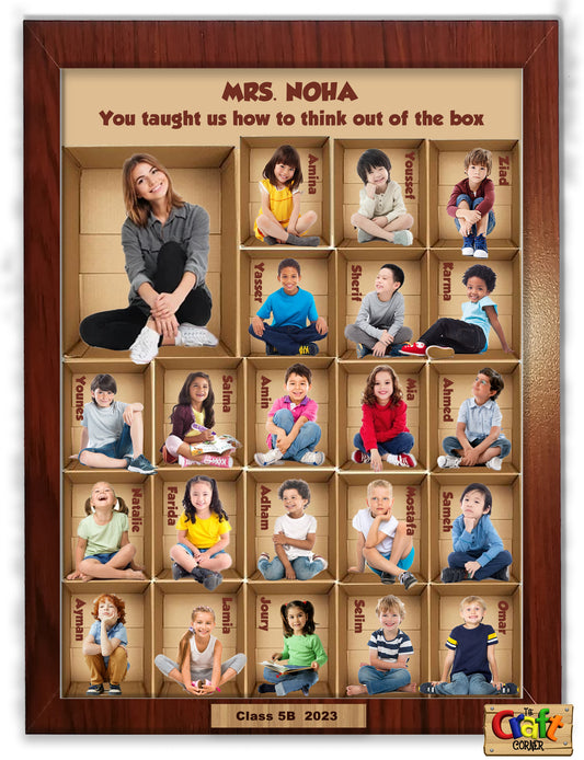 Students in boxes wooden board for Teacher