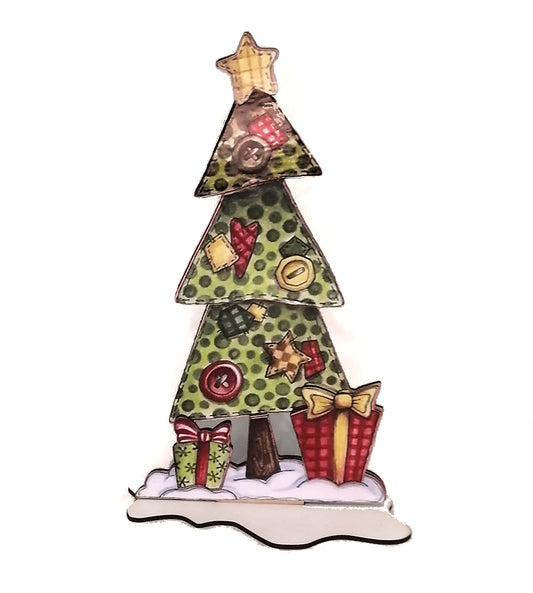 Wooden printed 2D christmas tree