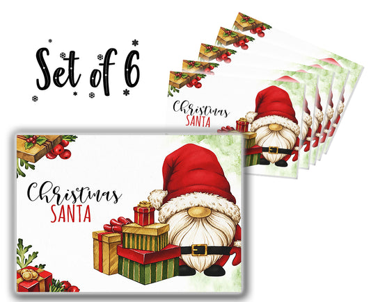 Canvas Printed tablemats (Set of 6).. Christmas Santa design