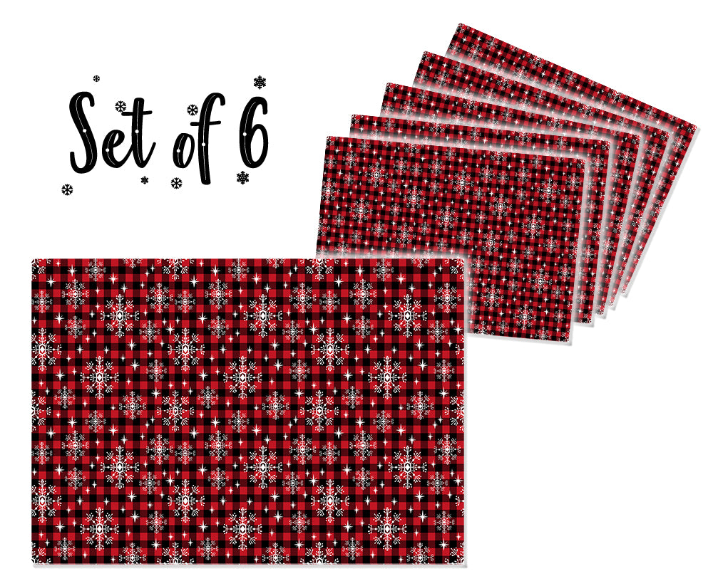 Table mats: Canvas Printed tablemats (Set of 6).. Buffalo Xmas design