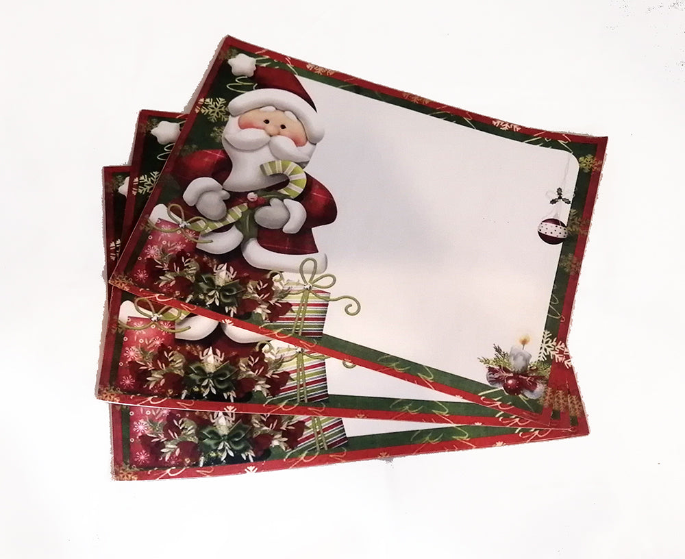 Table mats: Canvas Printed tablemats (Set of 6).. Santa design